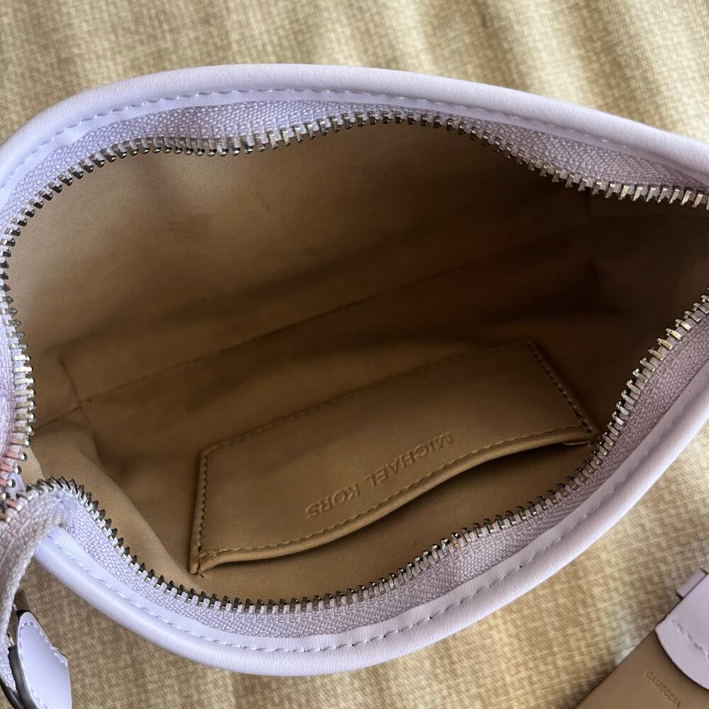 Michael Kors Logo Pattern Lilac Lavender Purple 8x5" Leather Belt Bag | Size S/M - Picture 6 of 11